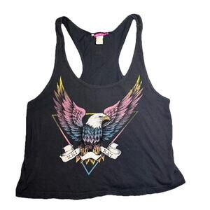 Forever 21 Black Eagle Graphic Racerback Tank Top Women’s S Festival Y2K